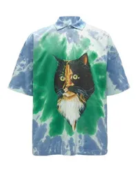 J.W.Anderson Poloshirt in Tie-Dye-Optik mit Katzen-Print Multicolor