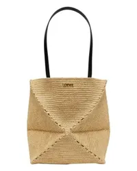 Loewe Mittelgroße Tote Bag Puzzle Fold Beige