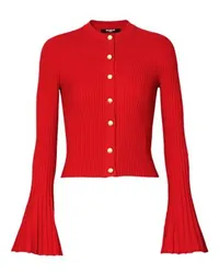 Balmain Plissierter Strick-Cardigan Red