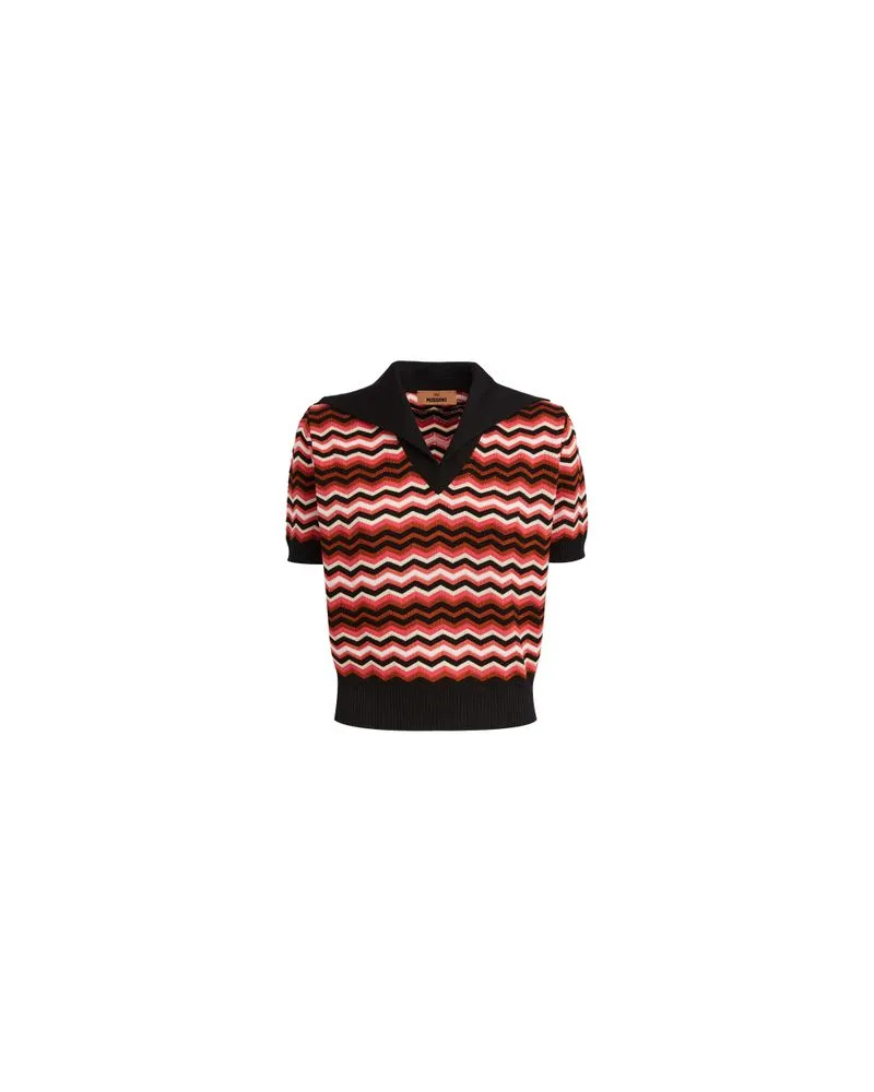 Missoni Kurzärmeliger Pullover mit Chevronmuster und kontrastierenden Abschlüssen Multicolor