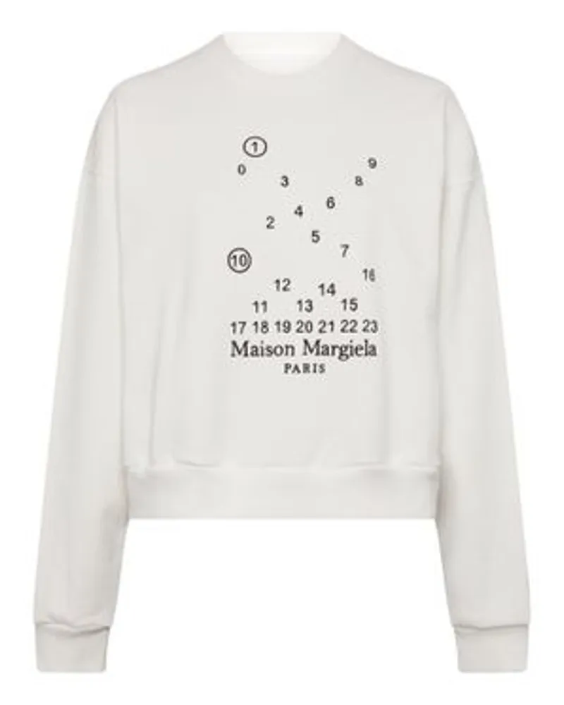 Maison Margiela Bedrucktes Rundhals-Sweatshirt mit Logo Bubble White