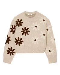 Sandro Strickpullover mit Blumenmotiv White