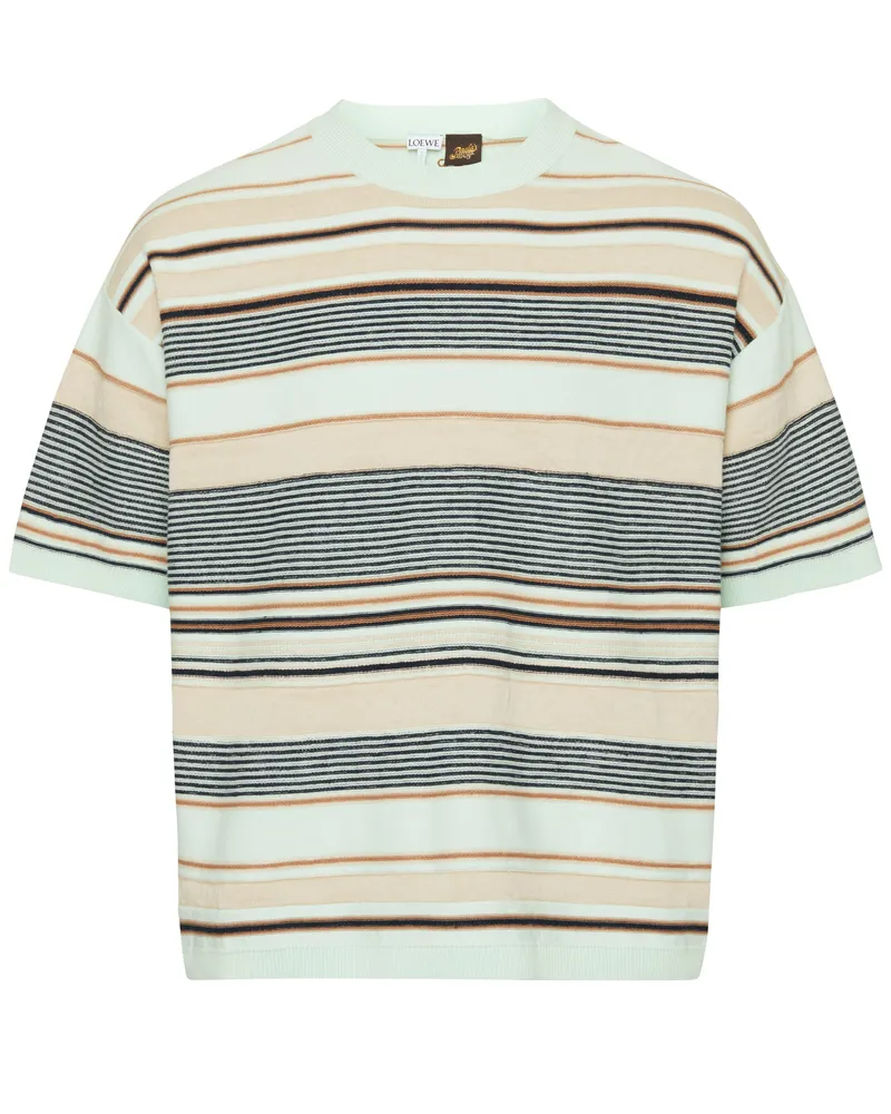 Loewe Gestreiftes T-Shirt aus Baumwolle und Leinen 