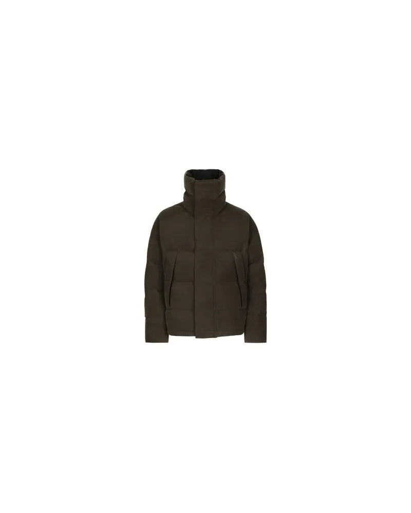 Dolce & Gabbana Gepolsterte Canvasjacke mit hohem Halsausschnitt Brown