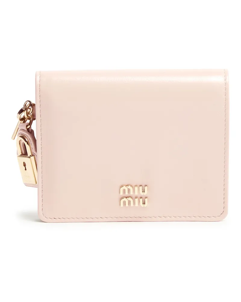 Miu Miu Ledergeldbörse mit Vorhängeschloss-Details Pink
