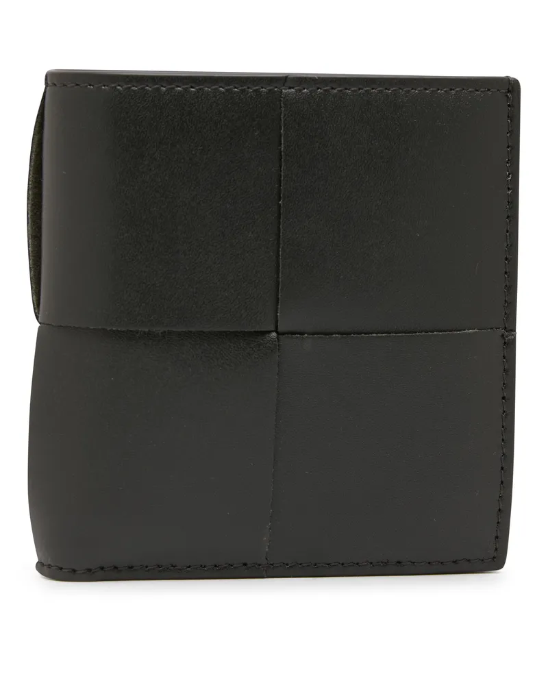 Bottega Veneta Dünne Brieftasche mit zwei Klappfächern Black