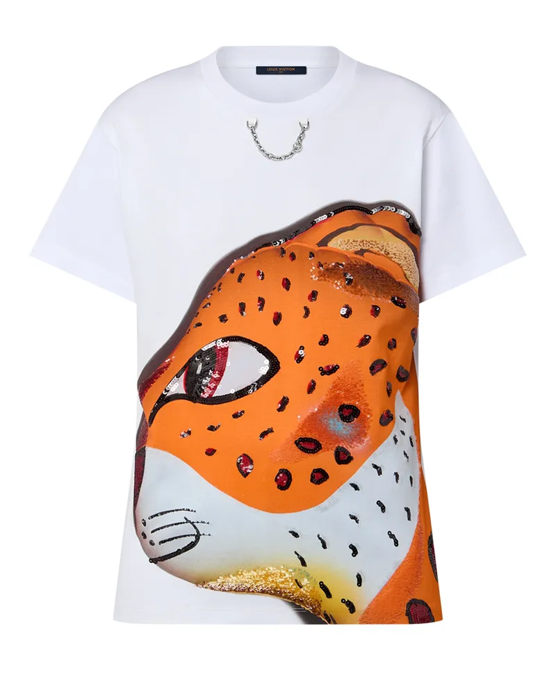 Louis Vuitton T-Shirt mit Leoparden-Motiv und Pailletten 