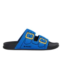 Marni Trompe L'Oeil Slider mit bestickten Schnallen Blue