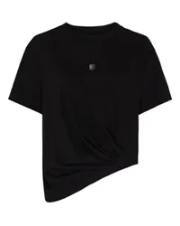 Givenchy Transparentes T-Shirt mit Drapierung und 4G-Logoplakette Black