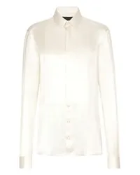 Dolce & Gabbana Seidenbluse mit Plastron White