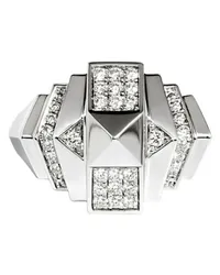 STATEMENT Pyramidenring Mini Rockaway halb besetzt und in Silber Silver