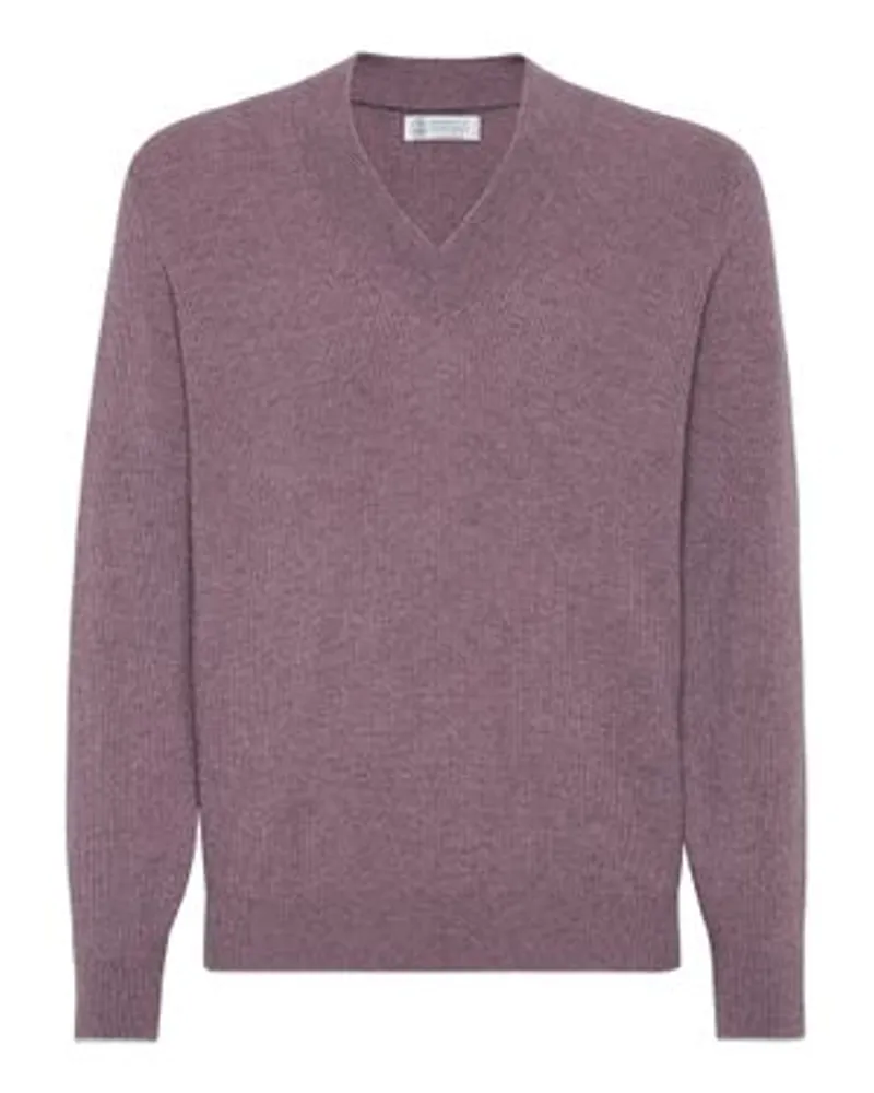 Brunello Cucinelli Pullover in Patentstrick Purple