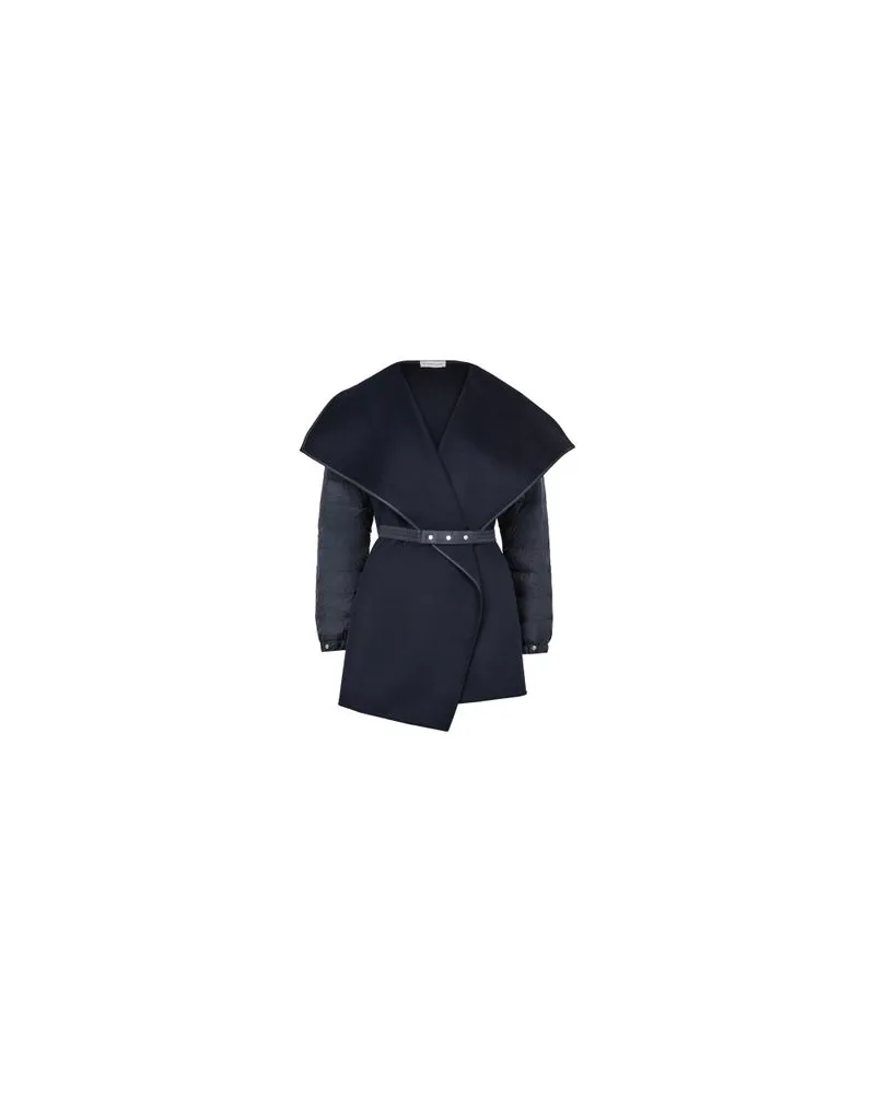 Moncler Gesteppte Wollfilz Umhang Navy