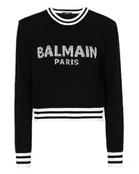 Balmain Kurzes Sweatshirt mit Balmain-Logo Black