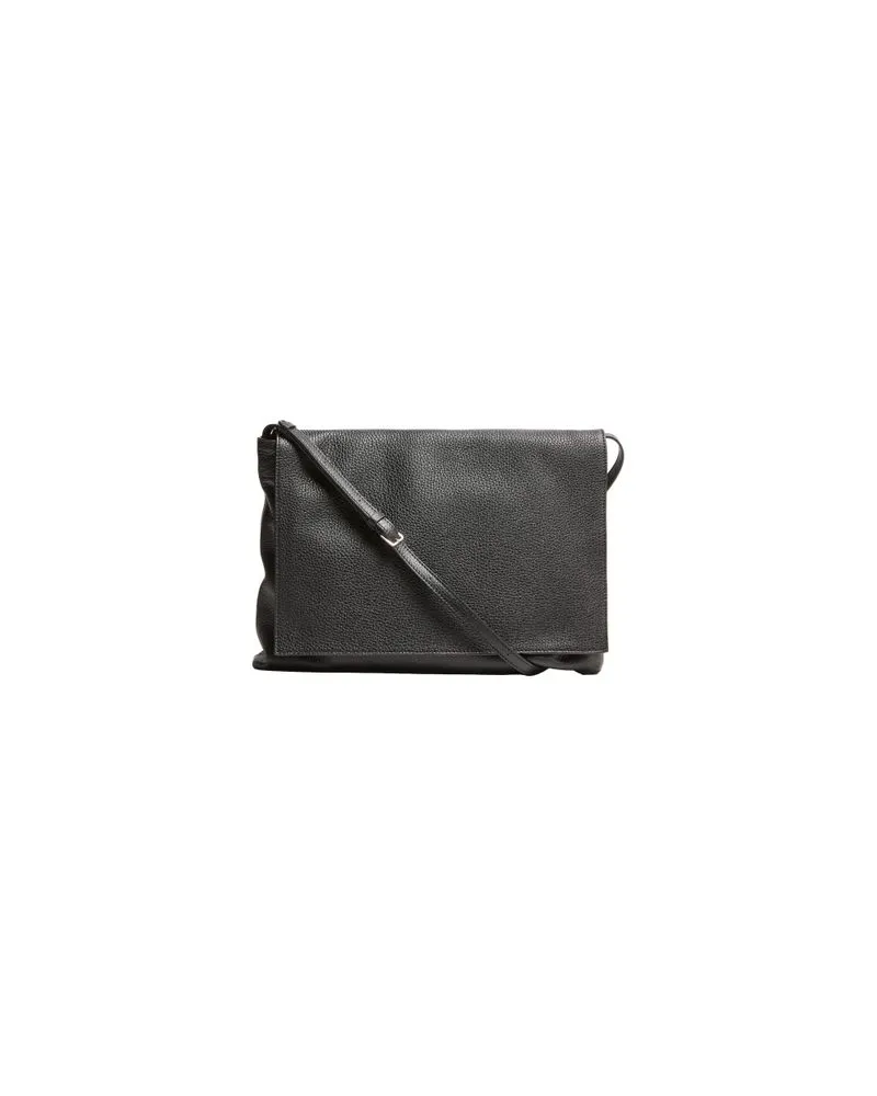 The Row Nan leather messenger bag Black