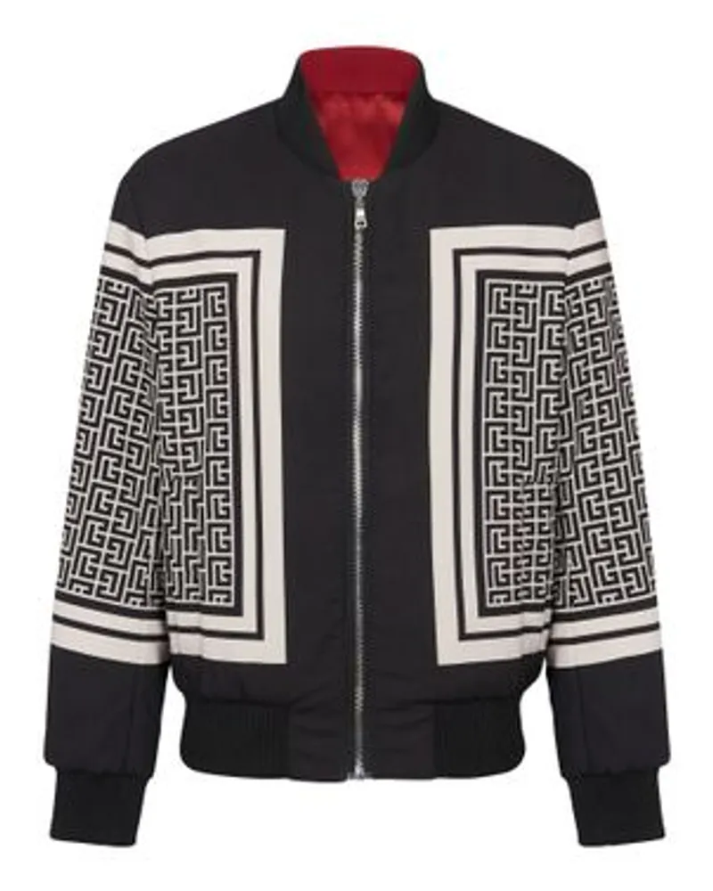 Balmain Wendbarer Bomber-Blouson Foulard mit Monogramm Black