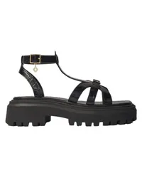 Maje Flache gerillte Sandalen Black