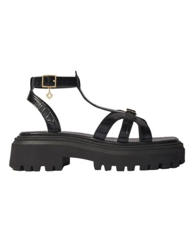 Maje Flache gerillte Sandalen Black