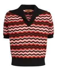 Missoni Kurzärmeliger Pullover mit Chevronmuster und kontrastierenden Abschlüssen Multicolor