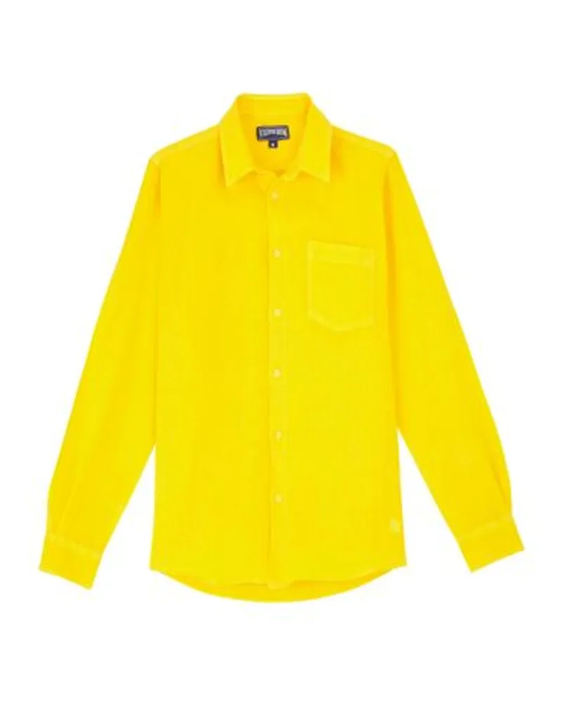 Vilebrequin Einfarbiges Leinenhemd Yellow