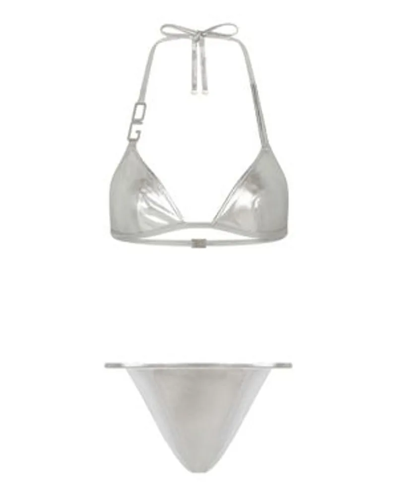 Dolce & Gabbana Triangle bikini with DG logo Silver