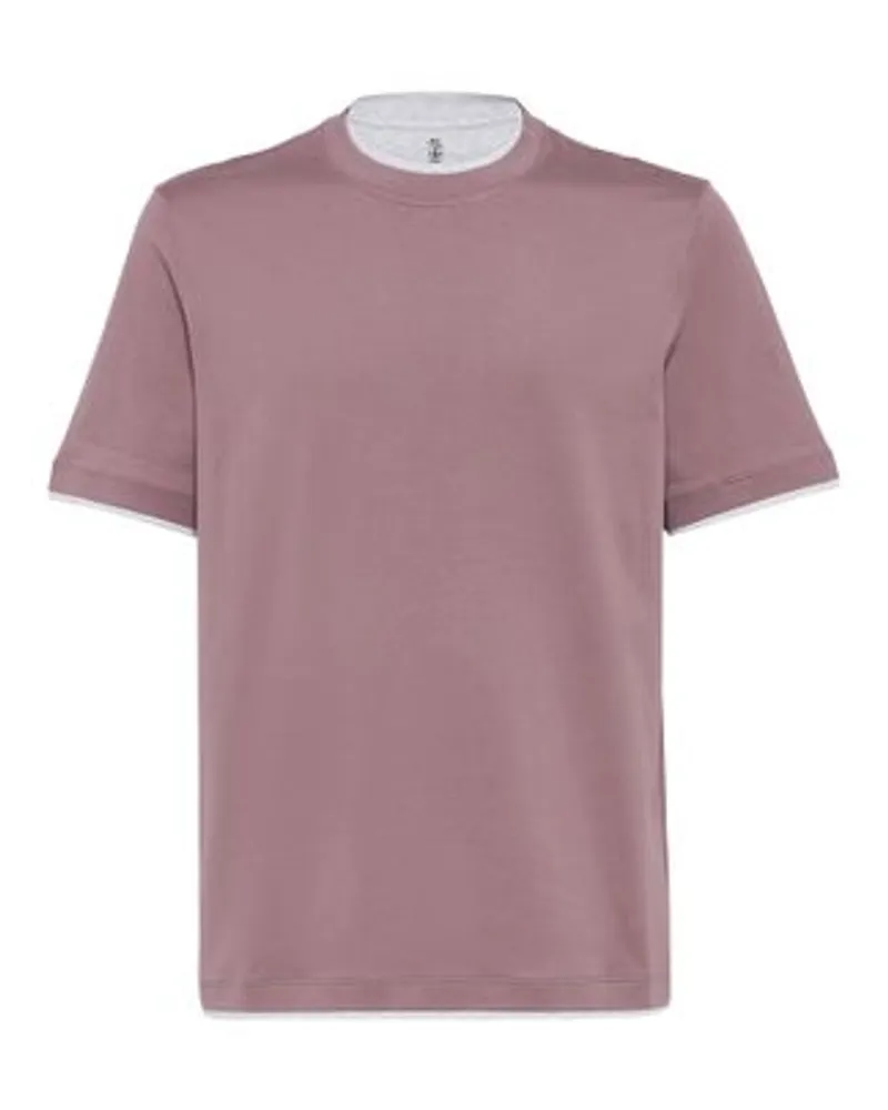 Brunello Cucinelli T-Shirt mit Faux-Layering Purple