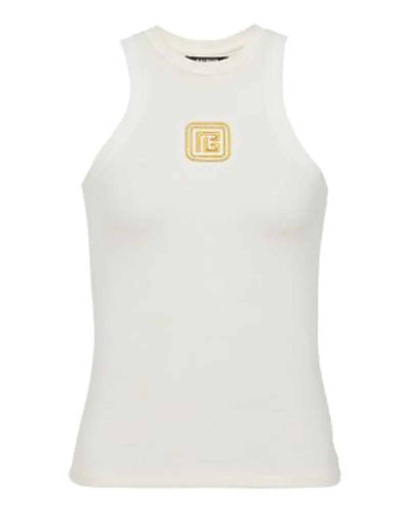 Balmain Tanktop Pb mit Stickerei White