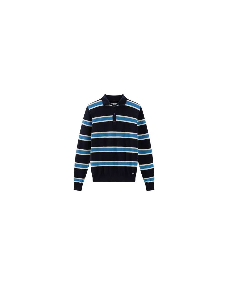 Woolrich Gestricktes Langarm-Poloshirt Blue