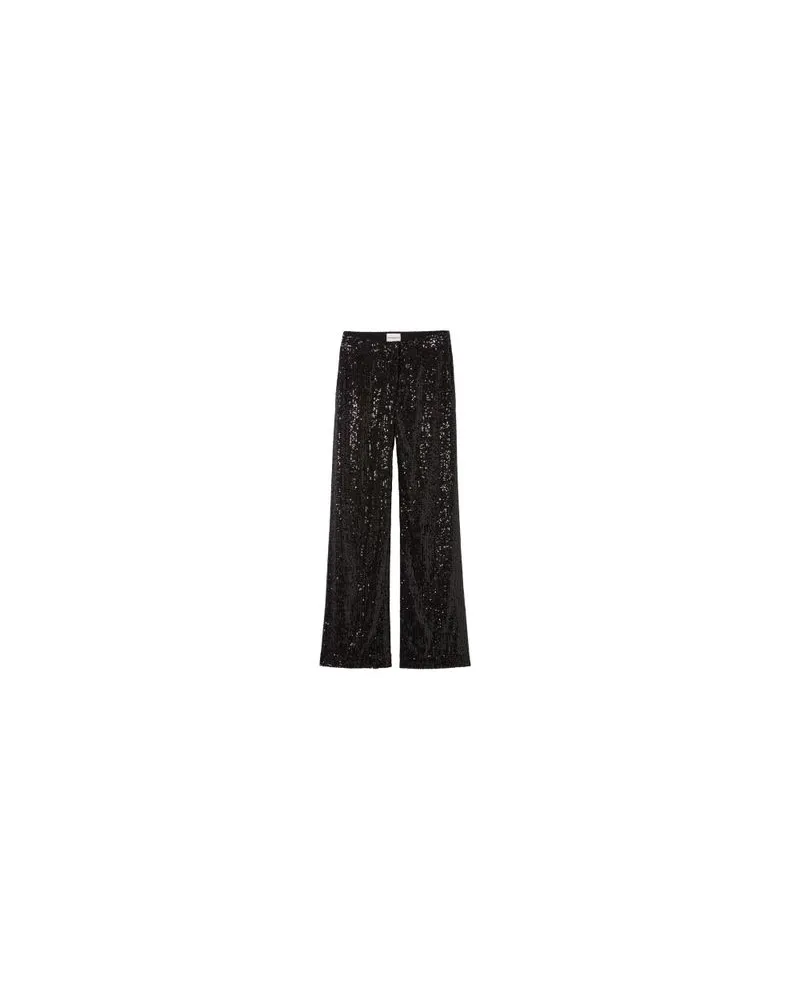 Claudie Pierlot Gerade Hose Pailletten Black