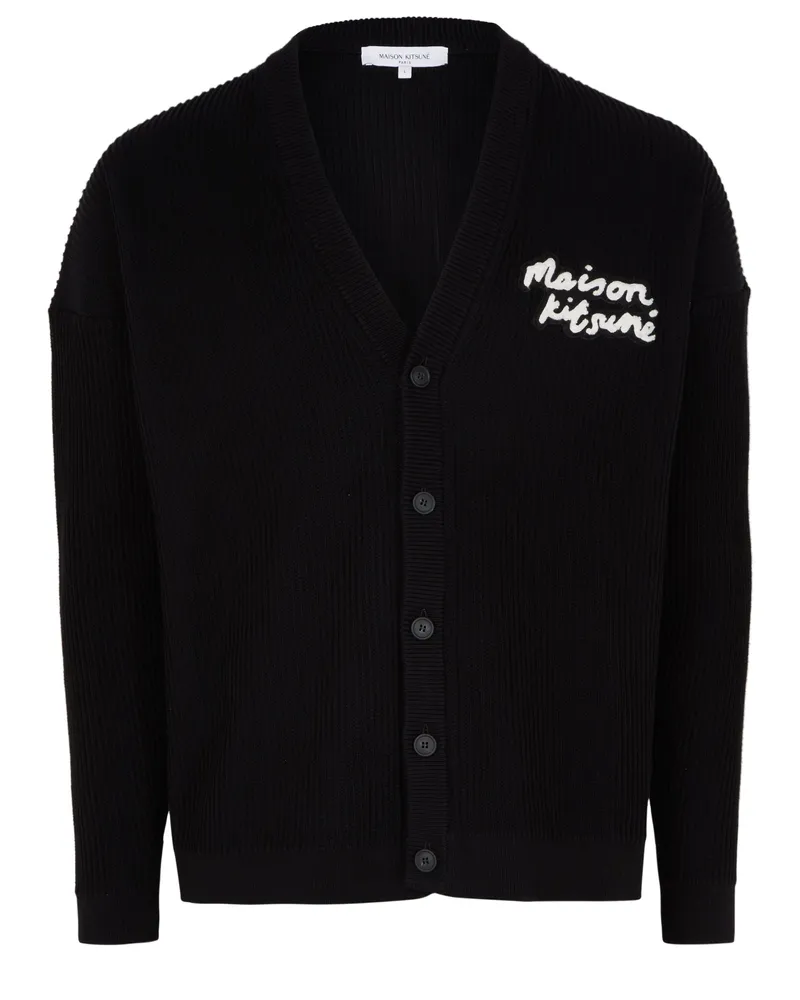 Kitsuné Gerippter Komfort-Cardigan mit Handschrift-Logo 