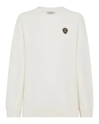 Brunello Cucinelli Pullover in Wabenmuster mit Logo White