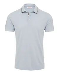 Orlebar Brown Poloshirt mit Streifen-Kontrastkragen Dominic Tipping Blue