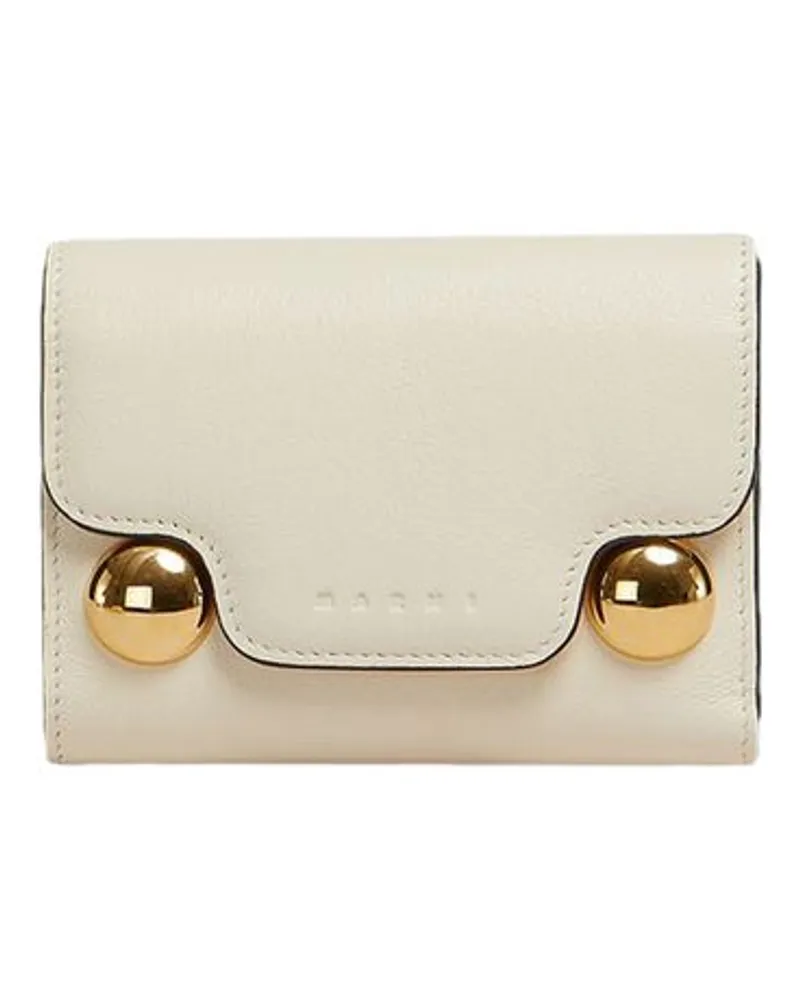 Marni Dreifach gefaltete Brieftasche Trunkaroo Beige