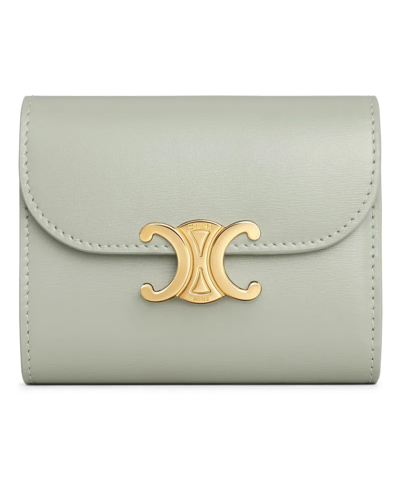 Celine Kleine Triomphe Brieftasche Aus Glänzendem Kalbsleder Green