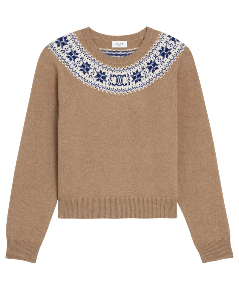 Celine Rundhalspullover aus Fair Isle kaschmir 