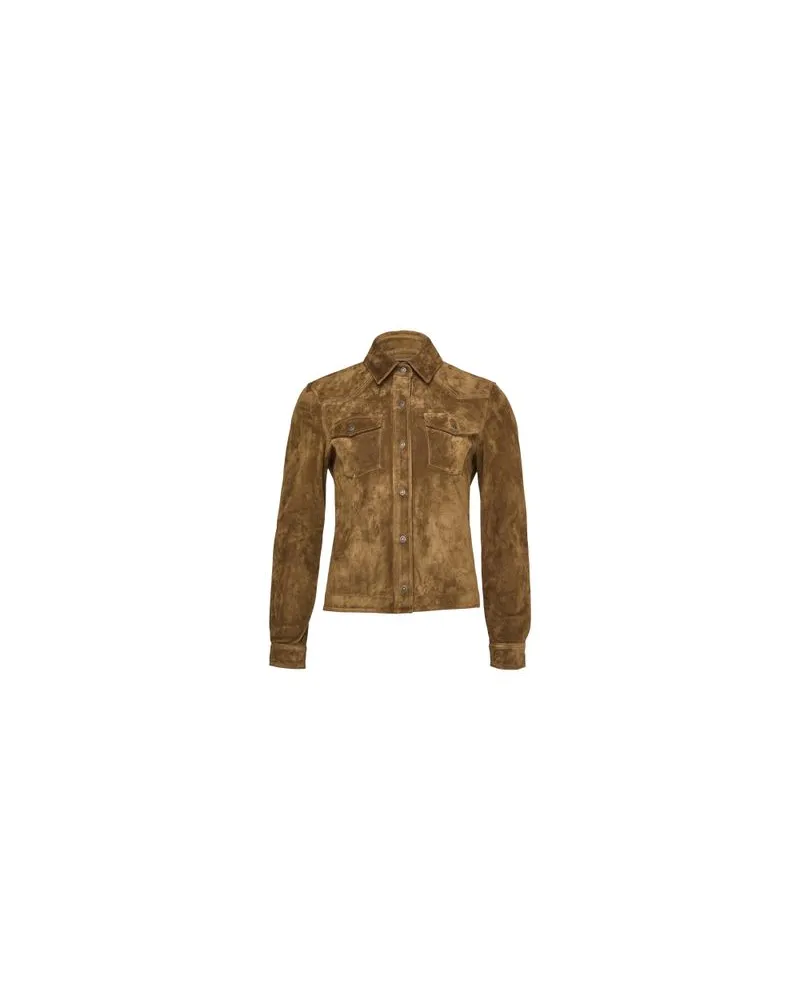 Tom Ford Westernhemd aus Kaschmir und Wildleder Brown