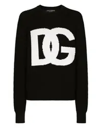 Dolce & Gabbana Wollpullover mit Rundhalsausschnitt und DG-Logo-Inlay Multicolor