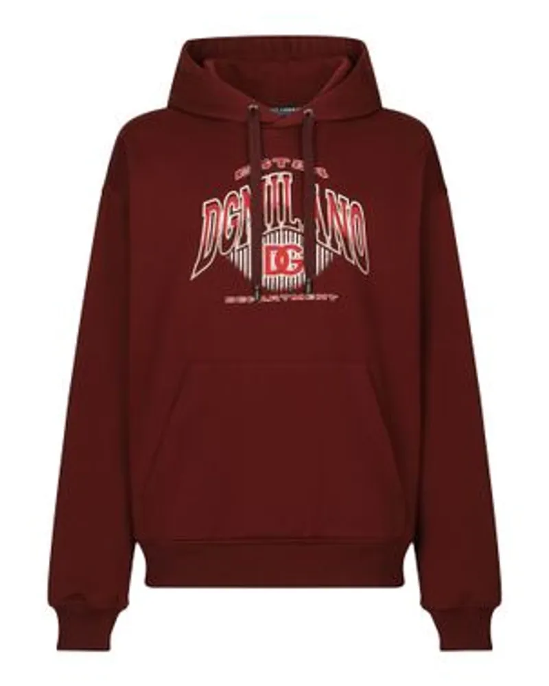 Dolce & Gabbana Jersey-Hoodie mit Logo-Print Burgundy