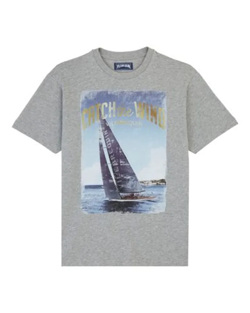 Vilebrequin Baumwoll-T-Shirt blaues Segelboot Grey