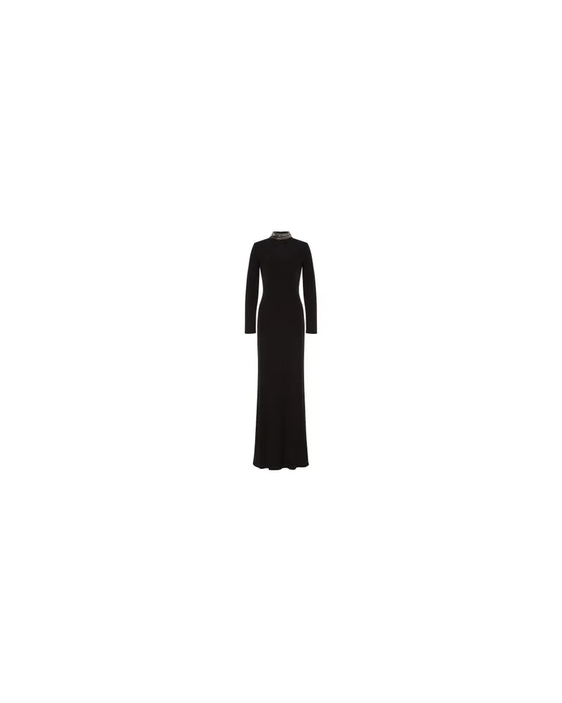 Alberta Ferretti Langes Organza-Kleid mit durchbrochener Stickerei Black