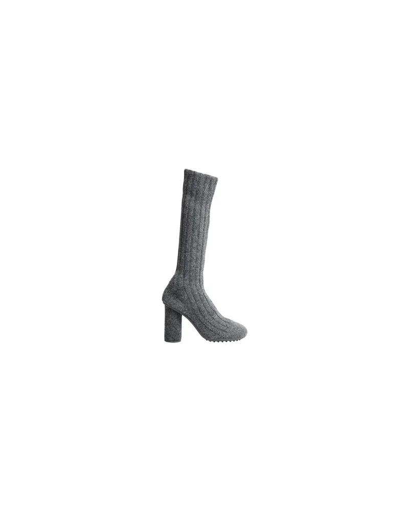 Bottega Veneta Geprägter Midirock aus Leder Grey