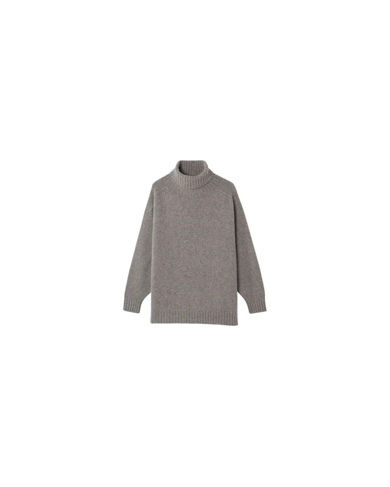 Bottega Veneta Geprägter Midirock aus Leder Grey