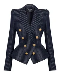 Balmain Denimjacke mit Lurexstreifen Blue