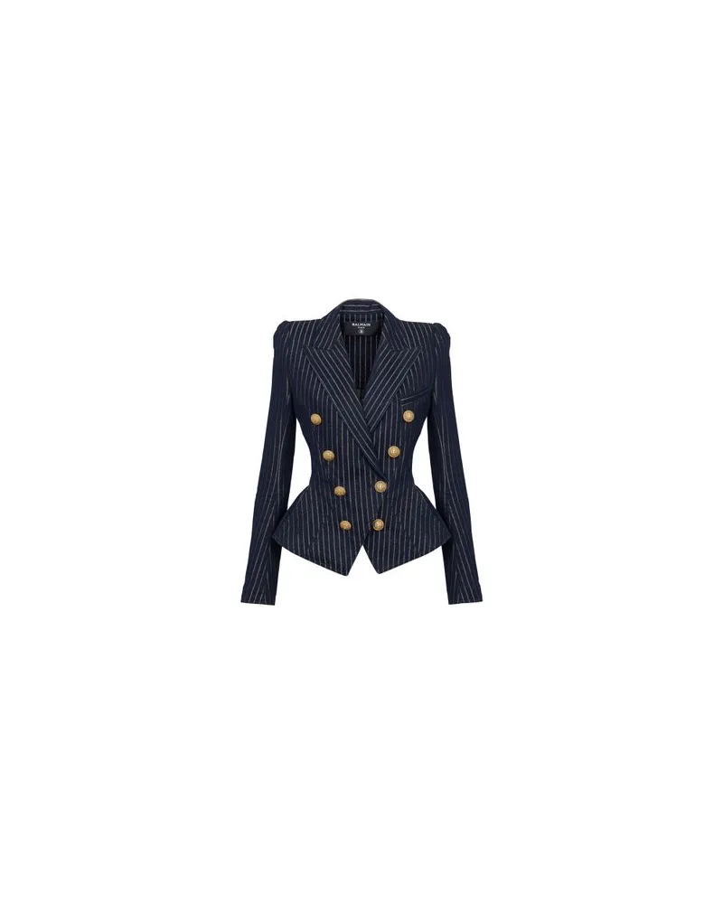 Balmain Denimjacke mit Lurexstreifen Blue