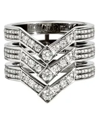 STATEMENT Dreireihiger Ring Stairway mit Diamanten und in Silber Silver