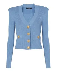 Balmain Kurze Strickjacke Blue