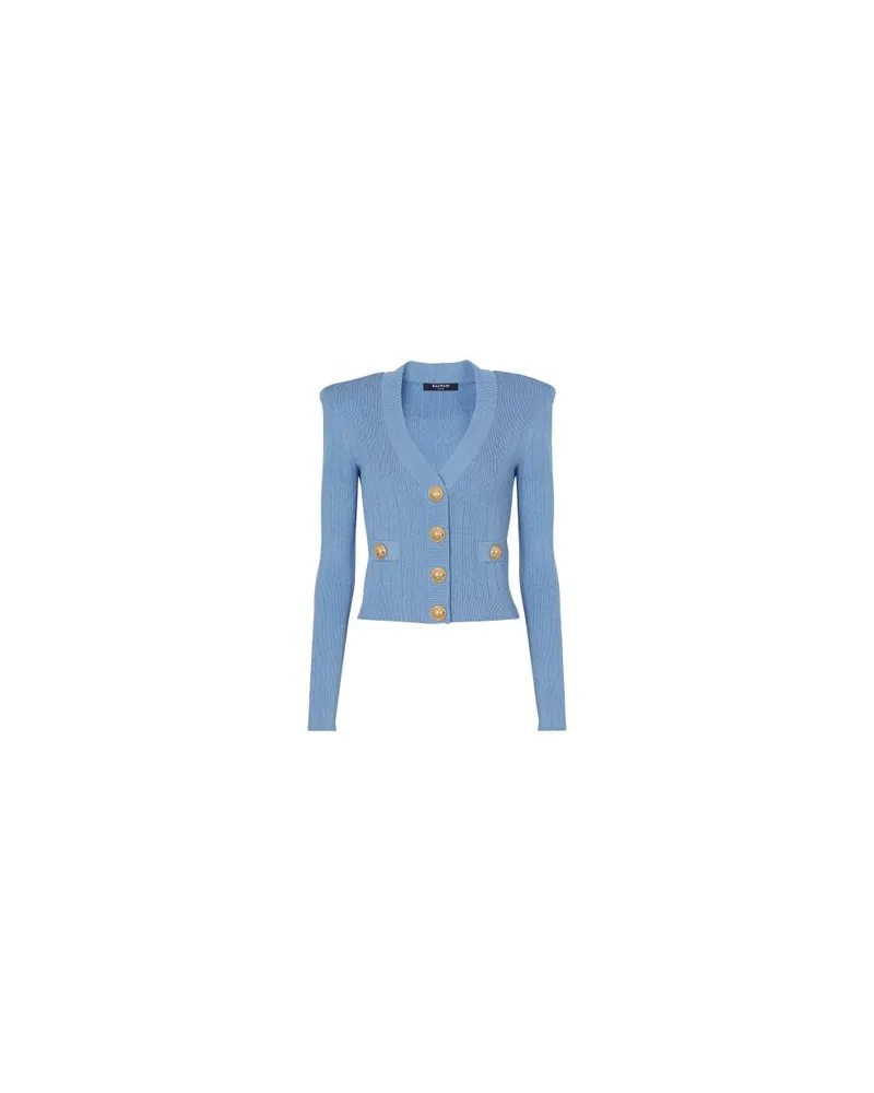 Balmain Kurze Strickjacke Blue