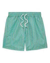 Frescobol Carioca Badeshorts im Surferstil Copacabana Herringbone Green