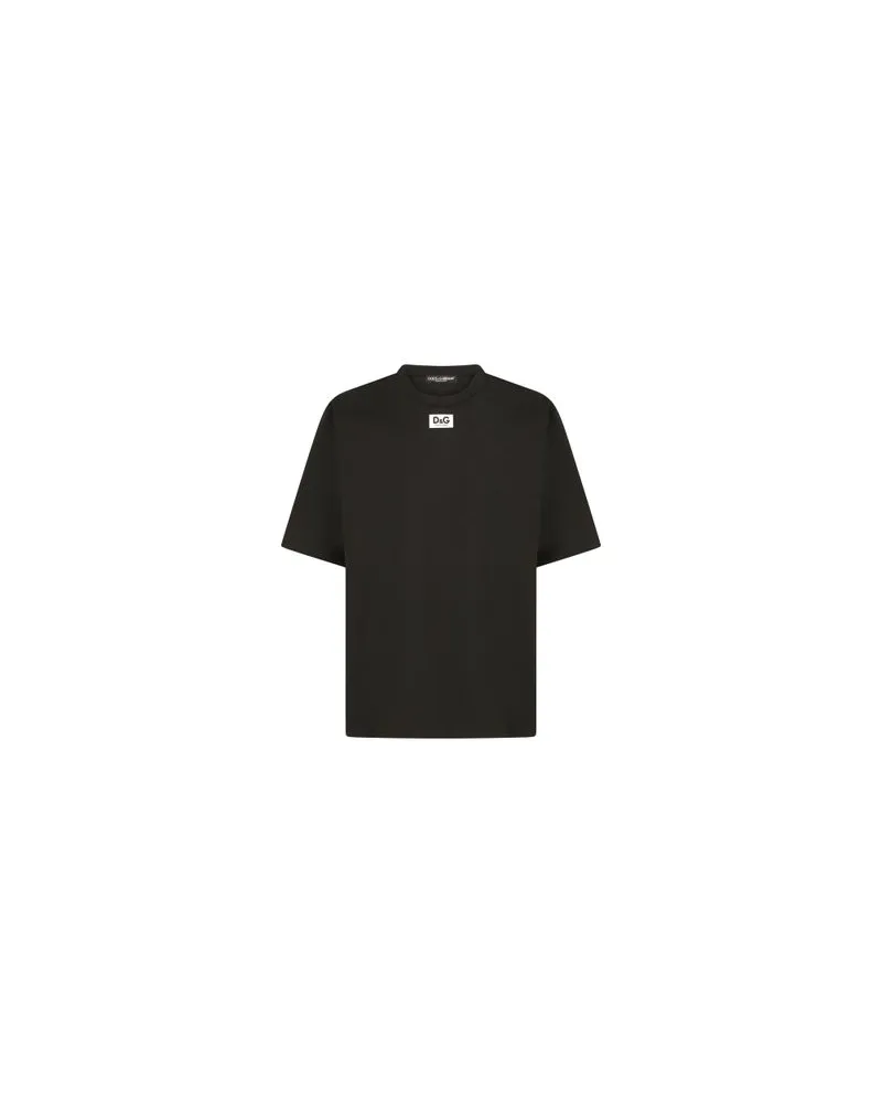 Dolce & Gabbana Baumwoll-T-Shirt mit DG-Patch Black