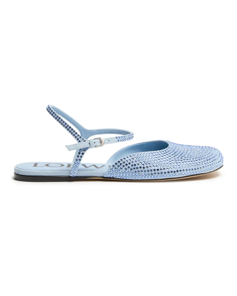 Loewe Ballerinas Toy Veloursleder mit Knöchelriemen und Strassverzierung 